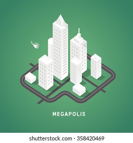 Isometric city buildings. 