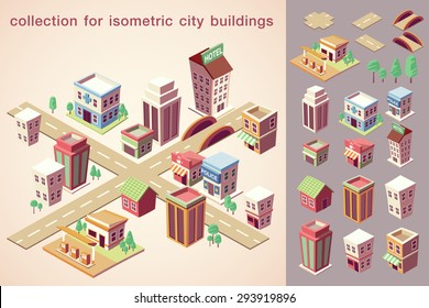 isometric city buildings collection