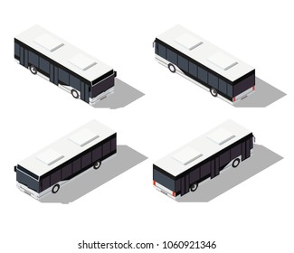 Isometric city bus. Four different views.