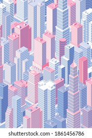 Isometric city centre. Vector illustration in flat design.