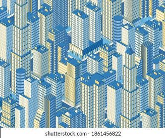 Isometric city centre. Vector illustration in flat design.