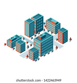 Isometric city concept. Building isometric design