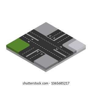 Isometric city crossroad