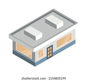 Isometric city elements composition with constructor piece of urban landscape isolated on blank background vector illustration