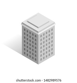 Isometric city gray building isolated on white background. 3D icon house vector illustration for web, game design, mobile apps