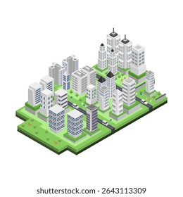 Isometric city illustrated on white background