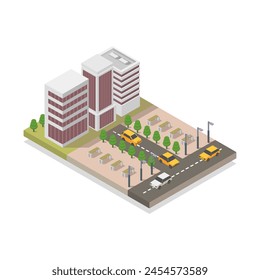 Isometrische Stadt in Vektorgrafik dargestellt