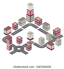 Isometric city illustration. Vector