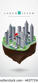 isometric city landscape floating in the sky,vector illustration.