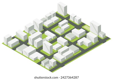 Isometric city map design elements. Vector delivery illustration