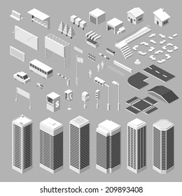 Isometric city map - vector Illustration