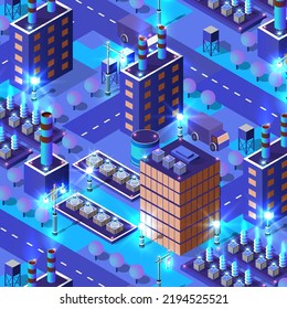 Isometric City Module Industrial Urban Factory 3D Illustration