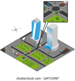 isometric city  on white vector