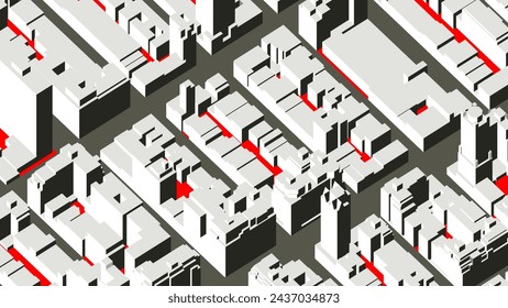 isometric city outline architecture cityscape urban building modern illustration vector. isometric line town street exterior downtown design landscape construction district house. isometric architect.