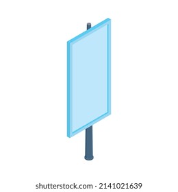 Composición de elementos isométricos del parque de la ciudad con imagen aislada de carteles vacíos en la ilustración vectorial de fondo en blanco