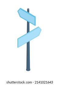 Isometric city park elements composition with isolated image of pole with empty signboards on blank background vector illustration