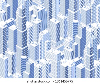 Isometric city skyline. Vector illustration in flat design.