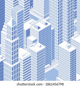 Isometric city skyline. Vector illustration in flat design.