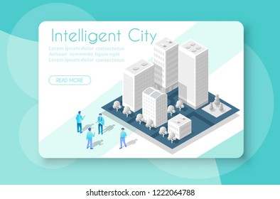 The isometric city with skyscraper from urban building vector architecture. Modern white illustration for design and business shape background