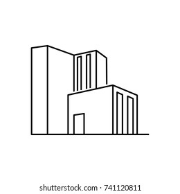Isometric City Street Landscape View with Buildings, Roads, Trees, Cars and Walking People. Minimal Flat Line Outline Stroke Icon Illustration on white background