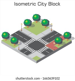 Isometric city street road set