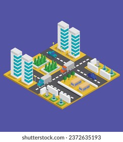 isometric city test vector design illustration