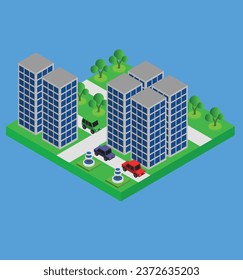 isometric city test vector design illustration