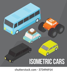 Isometric city transportation vector objects pack