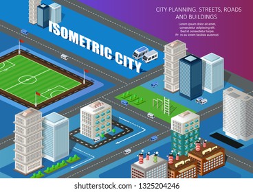 Isometric city. Vector 3d concept.