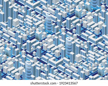 Isometric city vector.Smart town with road , trees,smart city and public park,building 3d,capital , Vector office and metropolis concept.