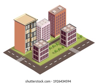 Isometric city vector.Smart town with road , smart city and public park,building 3d,capital , Vector office and metropolis concept.
