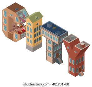 isometric city word house letters lettering houses of letter shaped