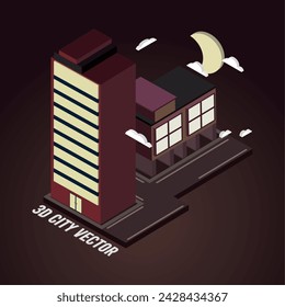 Isometric cityscape buildings Vector illustration