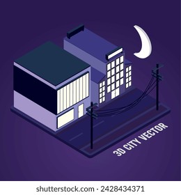 Ilustración vectorial de edificios de paisaje urbano isométrico