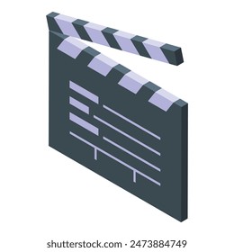 Isometric clapboard icon for cinema and movie film production. Illustration vector design for entertainment and cinematography industry