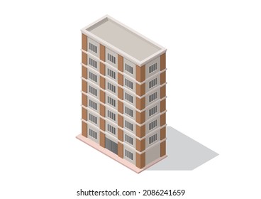 Isometric classic building isolated on white