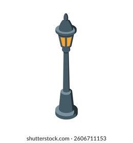 Isometric Classic Street Lamp Post for Outdoor Urban Design. Vector Illustration in Flat Design Style