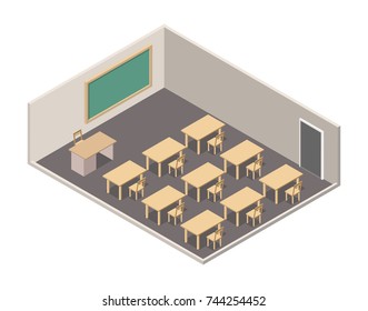Isometric Classroom Interior Realistic 3d Icon.