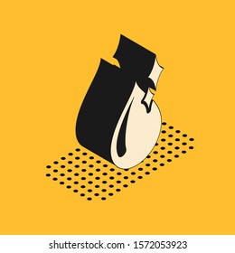 Isometric Clean water drop icon isolated on yellow background.  Vector Illustration