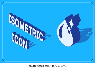Isometric Clean water drop icon isolated on blue background.  Vector Illustration