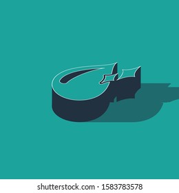 Isometric Clean water drop icon isolated on green background.  Vector Illustration