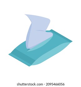 Isometric Cleaning Housework Composition With Isolated Image Of Wipe Pack On Blank Background Vector Illustration