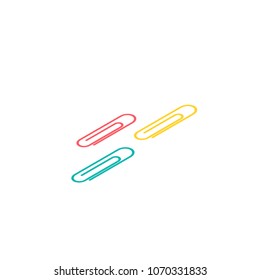 Isometric clip icon. 3d school supplies. Vector Back to school background with stationery. Office accessories.
