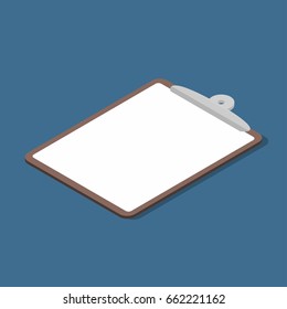 Isometric Clipboard With Empty Page. Business Clipboard Icon. Vector