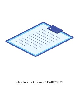 Isometric Clipboard With Paper Document