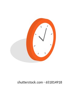 Isometric clock icon. Alarm clock, wake-up time isolated on white background. Vector