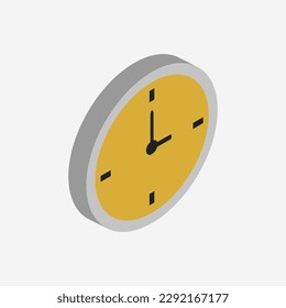 Isometric clock illustrated on background