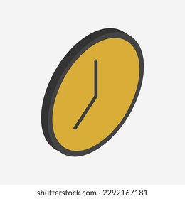 Isometric clock illustrated on background