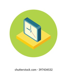 Isometric clock logo icon isolated. Watch object, time office symbol flat icon. 3d time logo. World time vector icon. Timer clock silhouette