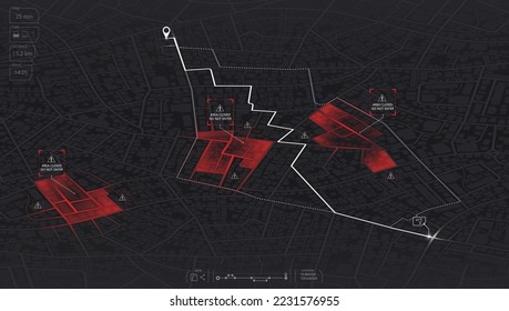 Isometric Closed area, district, road. Gps map navigation to own house. Detailed view of city. Decorative graphic tourist map City top view. Abstract background. Flat style, Vector, illustration isola